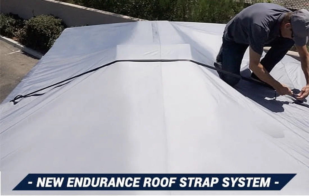 Outdoor Marine Grade Camper Travel Trailer Vehicle Cover Fits 23 to 24 Feet - Gray Q411691
