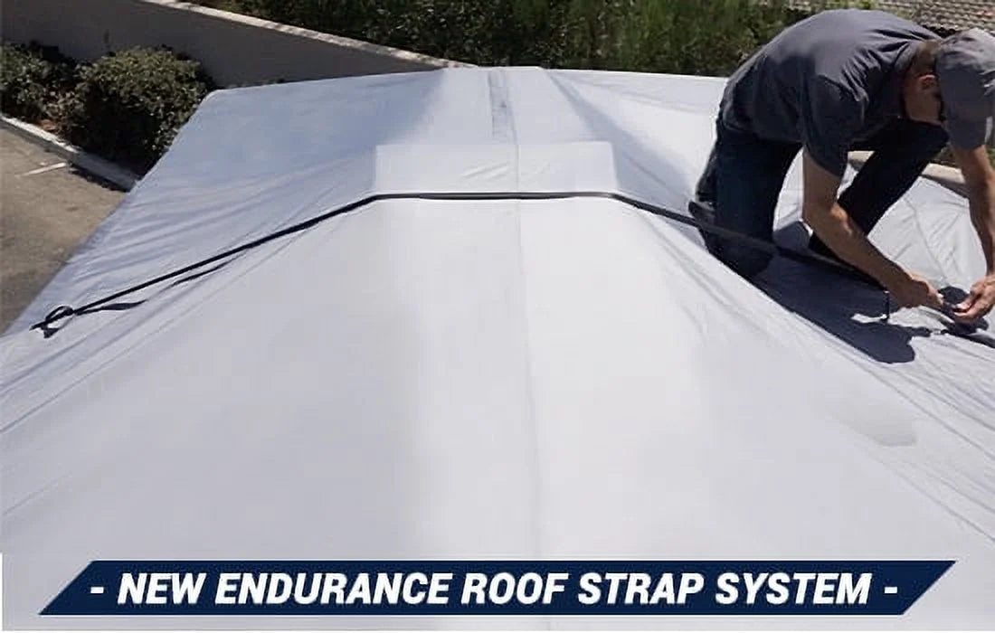Outdoor Marine Grade Camper Travel Trailer Vehicle Cover Fits 23 to 24 Feet - Gray Q411691
