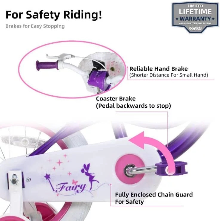 Pink 18 inch Kids Bike with Training Wheels Q513035