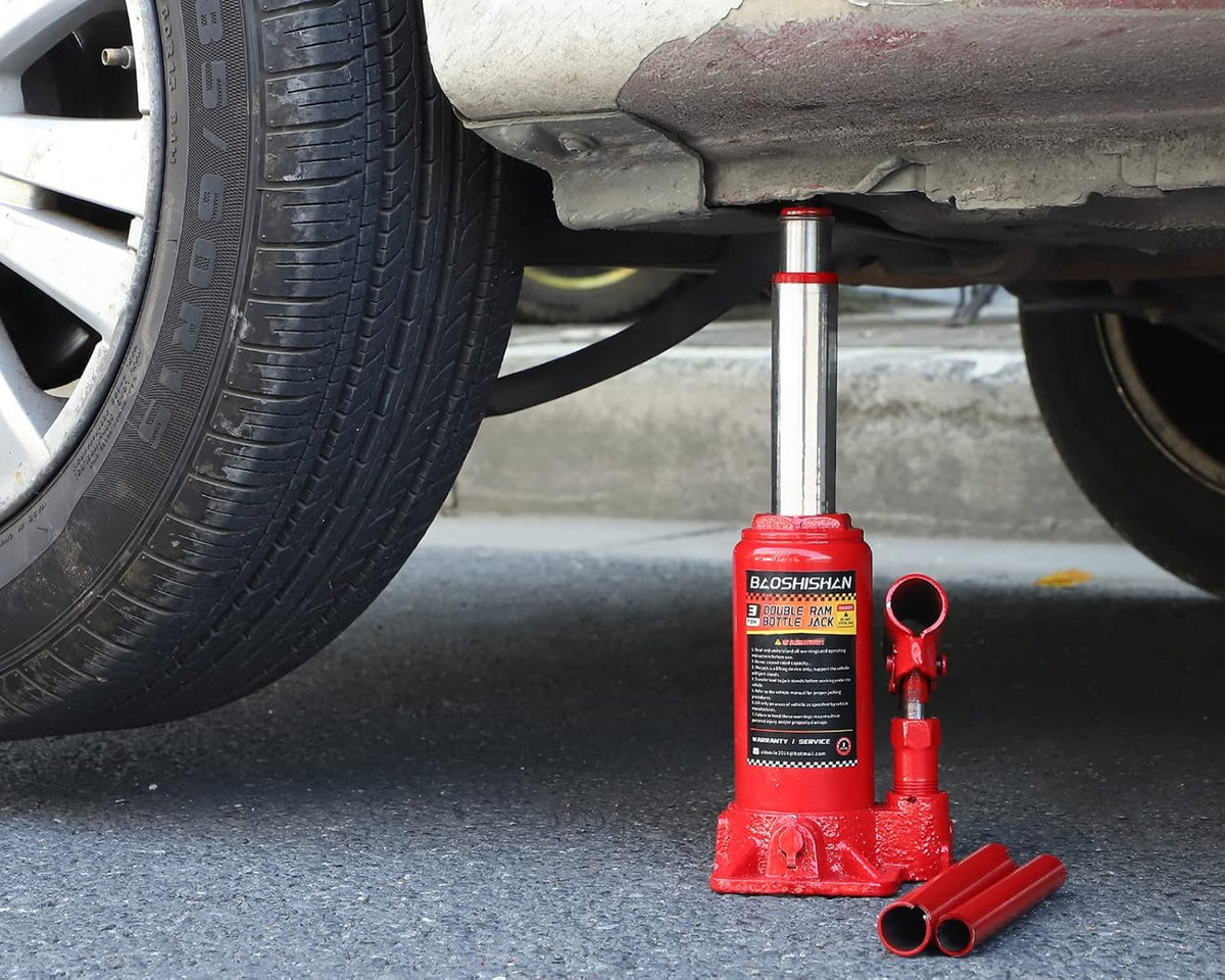 3 Ton Double Ram Bottle Jack with Carrying Case Pack of 2 Q49091