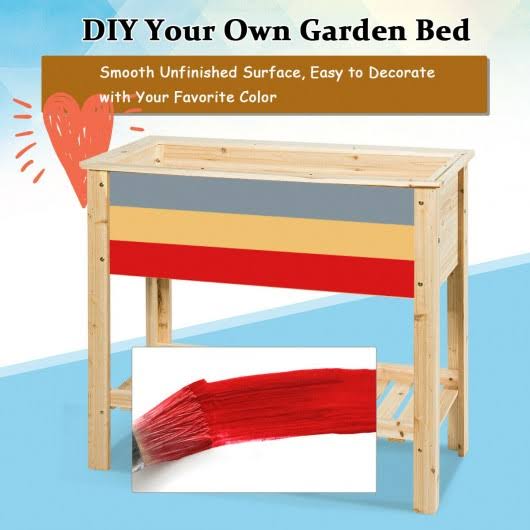 Raised Garden Bed with Storage Shelf J249