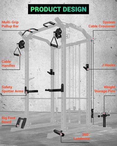 Multi-Function Power Rack with Cable Crossover System H9010
