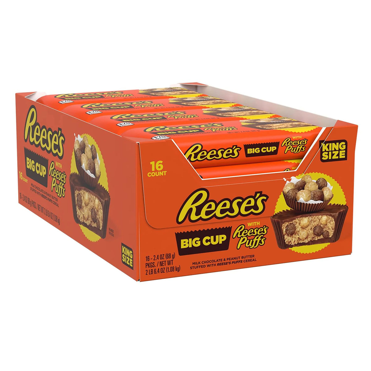 Chocolate Peanut Butter Cups Candy Packs 2.4 Oz 16 Count R928973
