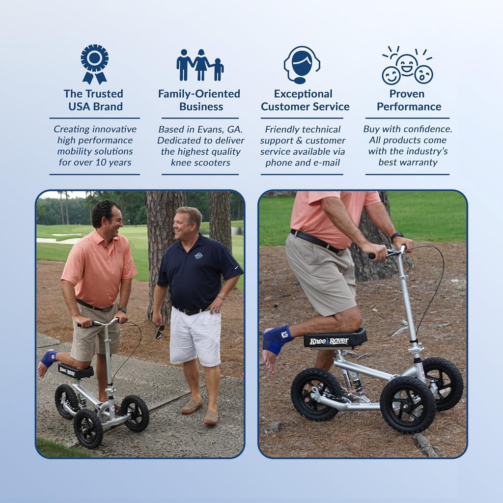 Silver All Terrain Knee Scooter with Shock Absorber T3350
