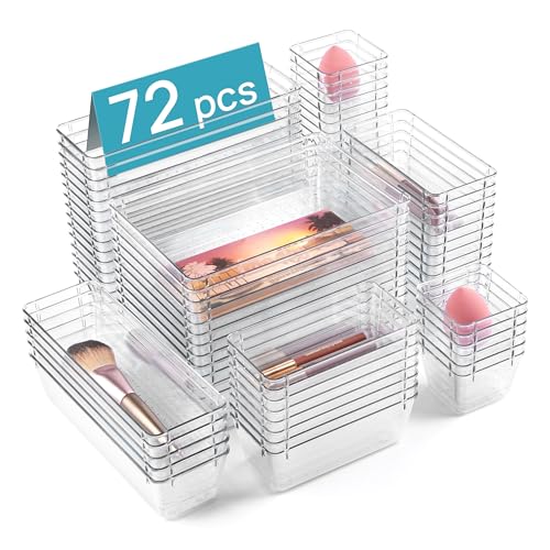 72 PCS Clear Plastic Drawer Organizers Set B71356
