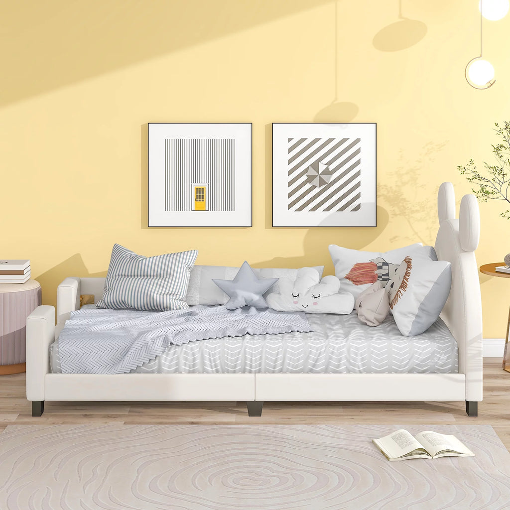 White Twin Size Upholstery Daybed with Headboard O132