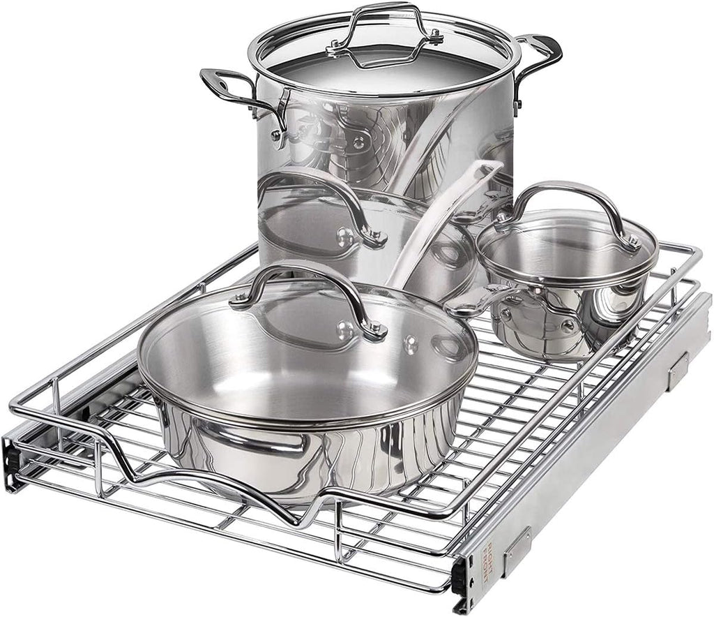 Chrome Finish Wire Frame Pull Out Drawer Cabinet Organizer O133972