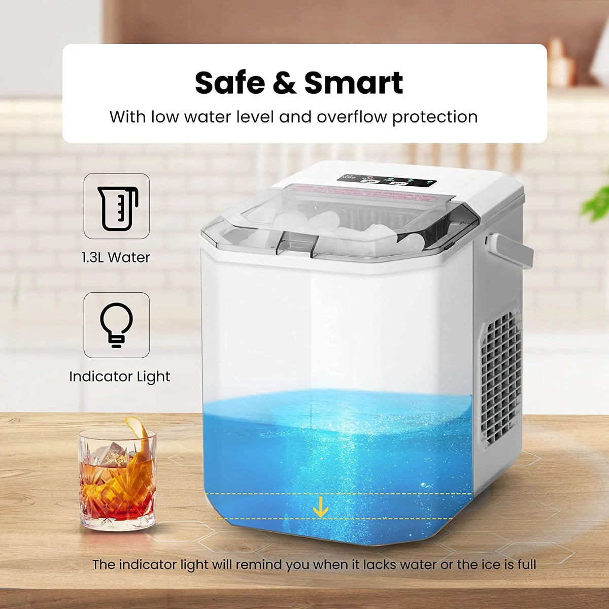 Portable Countertop Ice Maker with Handle, 26lbs/Day, White A121764