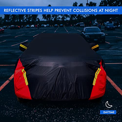 6 Layers Waterproof Outdoor Car Cover with Zipper Cotton for Sedan (190-195 inch) H200