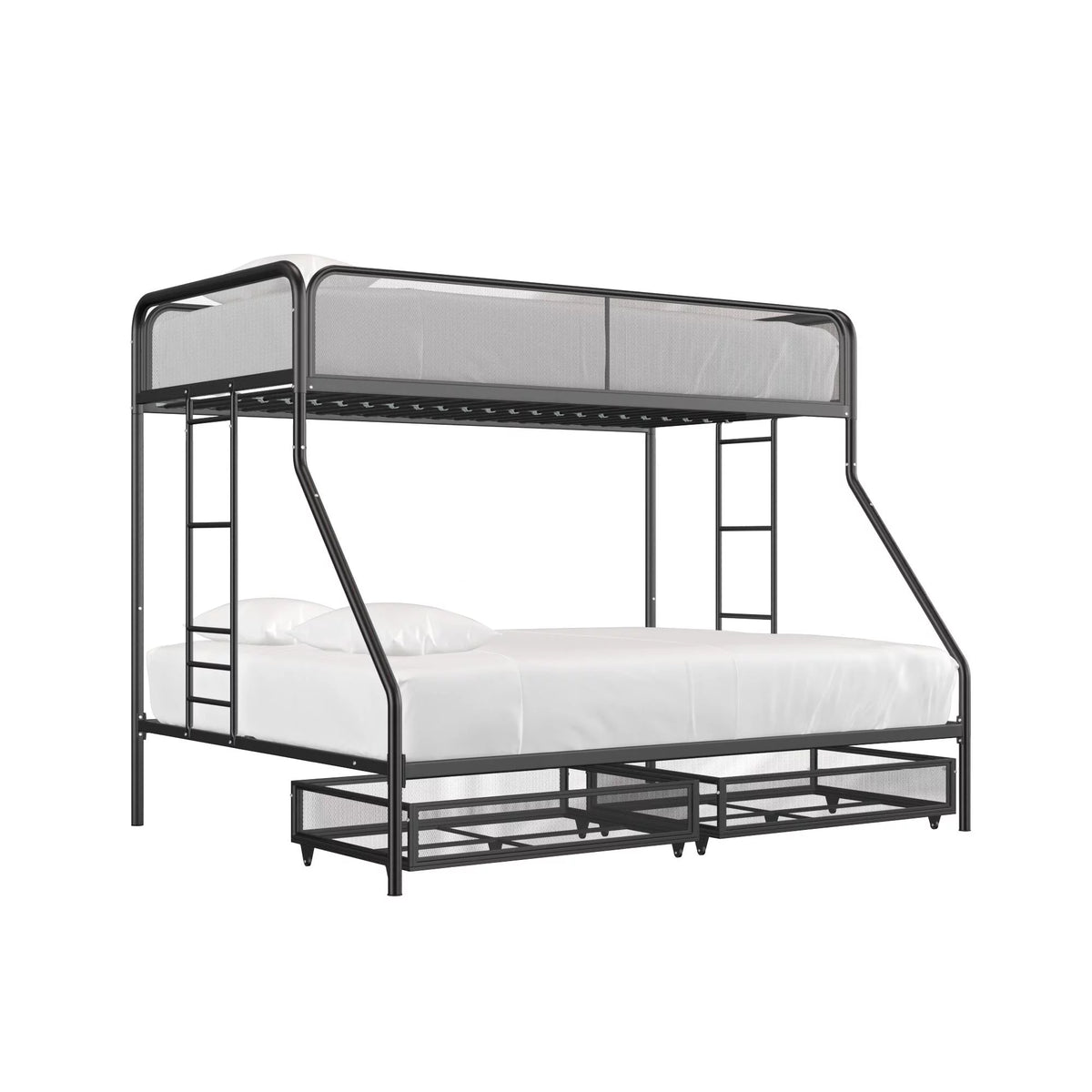 Black Metal Bunk Bed with Storage Drawers S968346