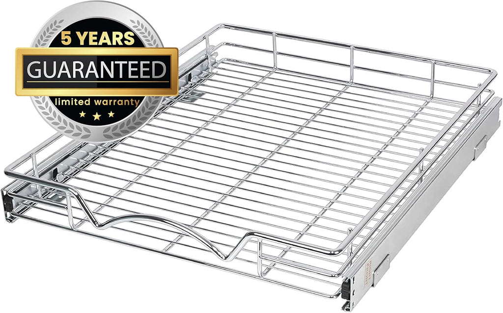 Chrome Finish Wire Frame Pull Out Drawer Cabinet Organizer O133972