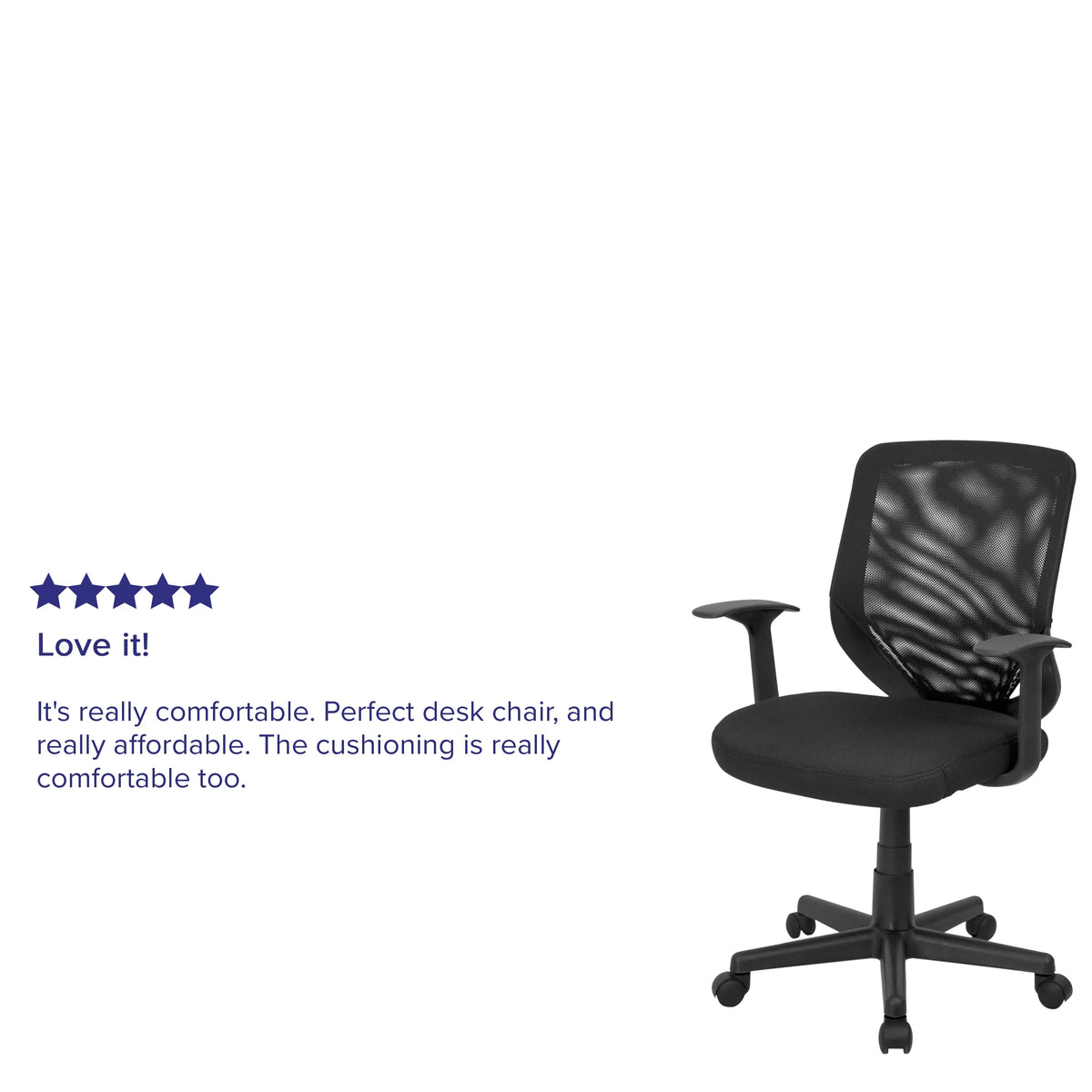 Black Mesh Swivel Task Office Chair with T-Arms R6219