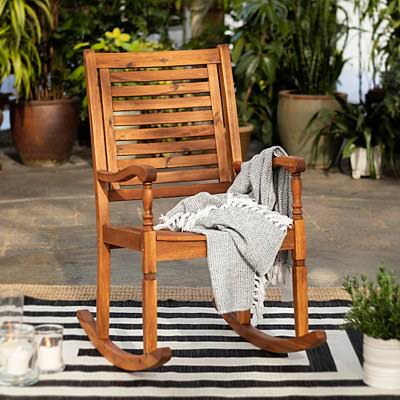 Brown Acacia Wood Rocking Chair Q904491