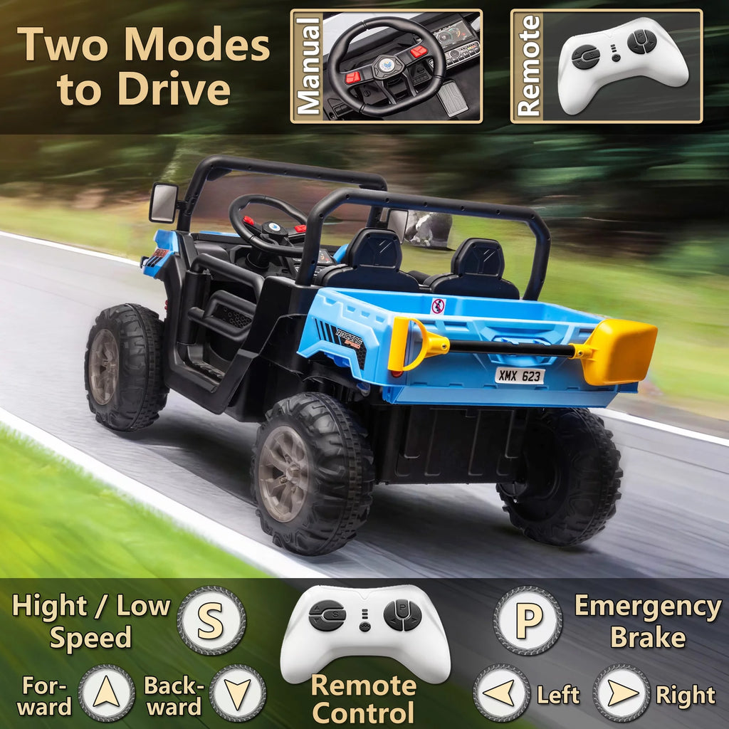 24V 2 Seater Kids Ride on Car Truck with Dump Bed and Remote Control A45264
