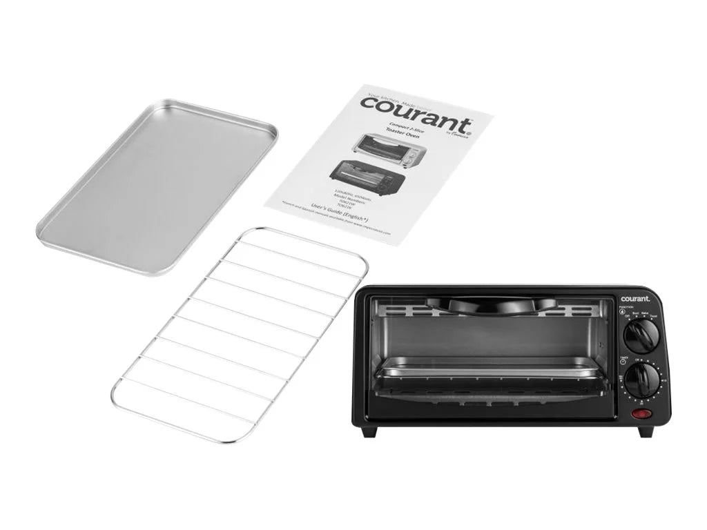 2 Slice Compact Toaster Oven with Bake Tray and Toast Rack, Black N84946