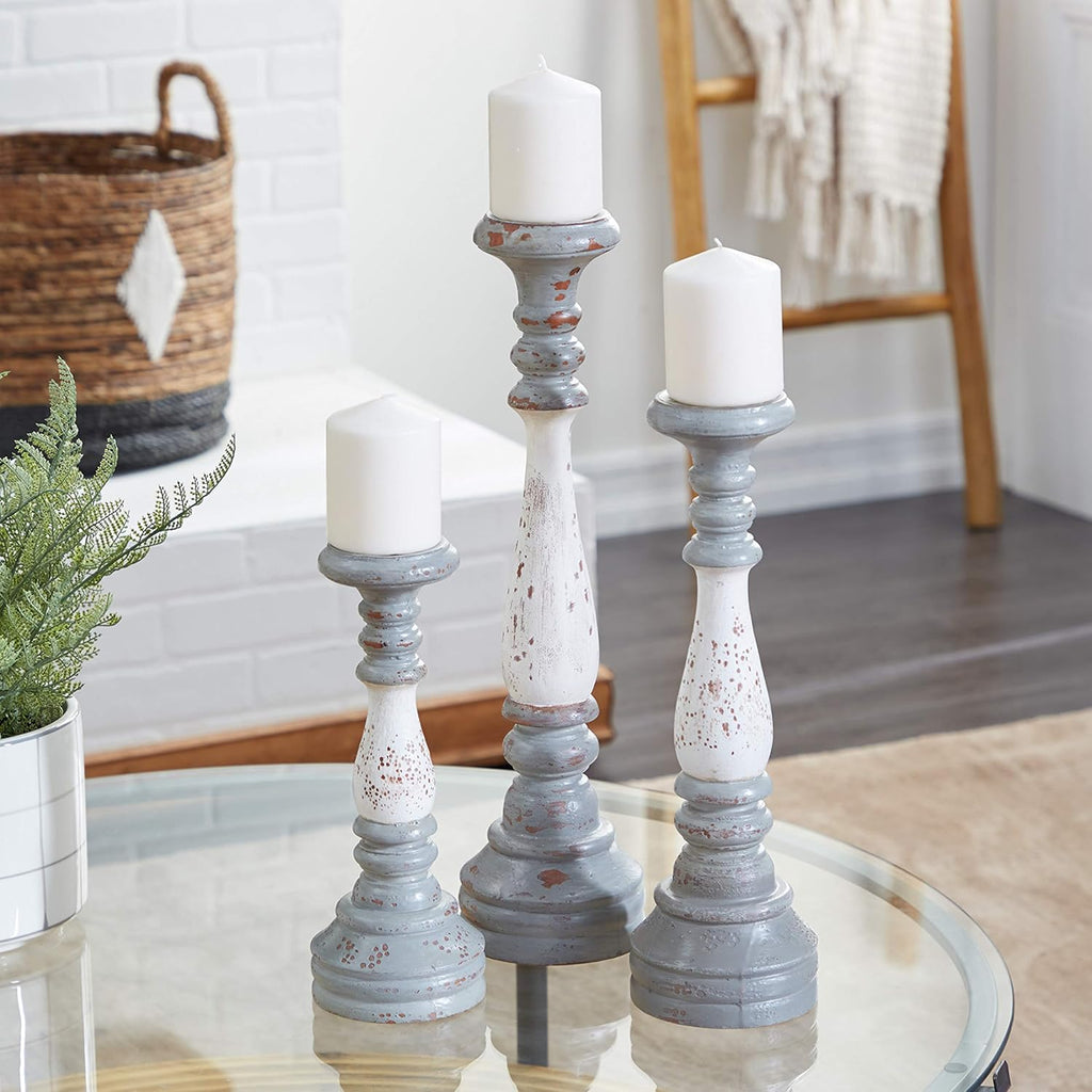 Set of 3 Silver Metal Candle Holder C41362