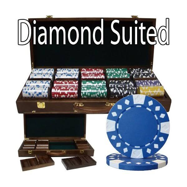 500ct. 14g Poker Chip Set in Walnut Wooden Carry Case Y189935