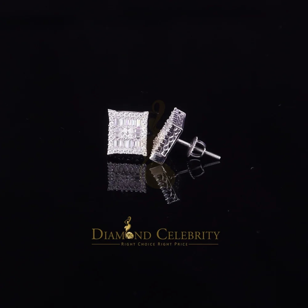 925 Silver White Moissanite Baguette Stud Earrings Q338743