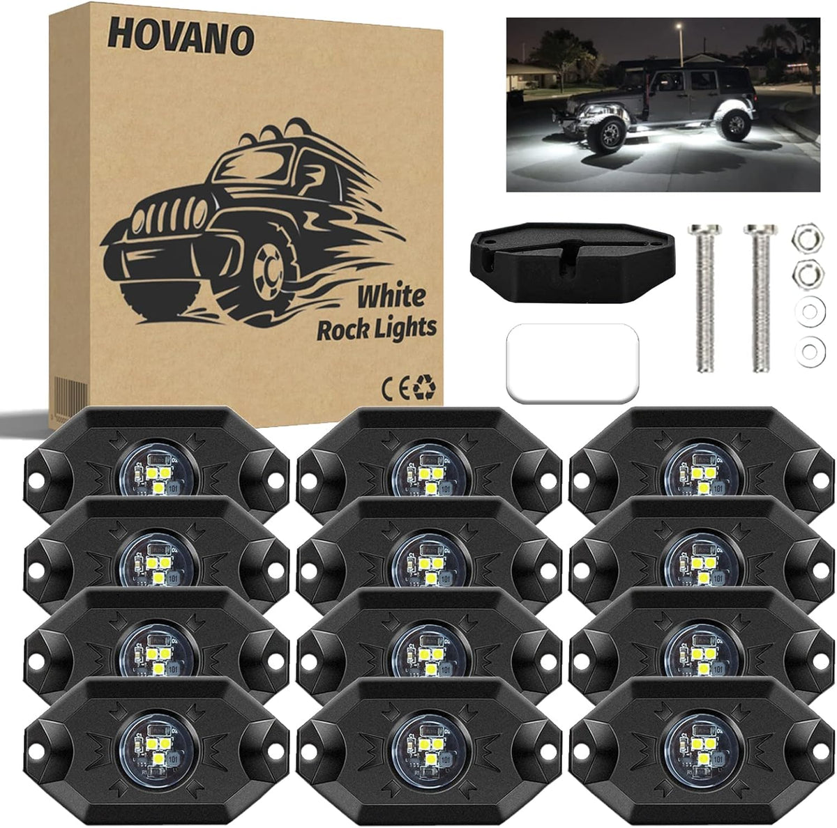 White 12Pods Waterproof LED Underglow Light W8102