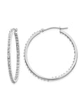 14K White Gold Diamond Hoop Earrings (1 1/3 Inch) N96769