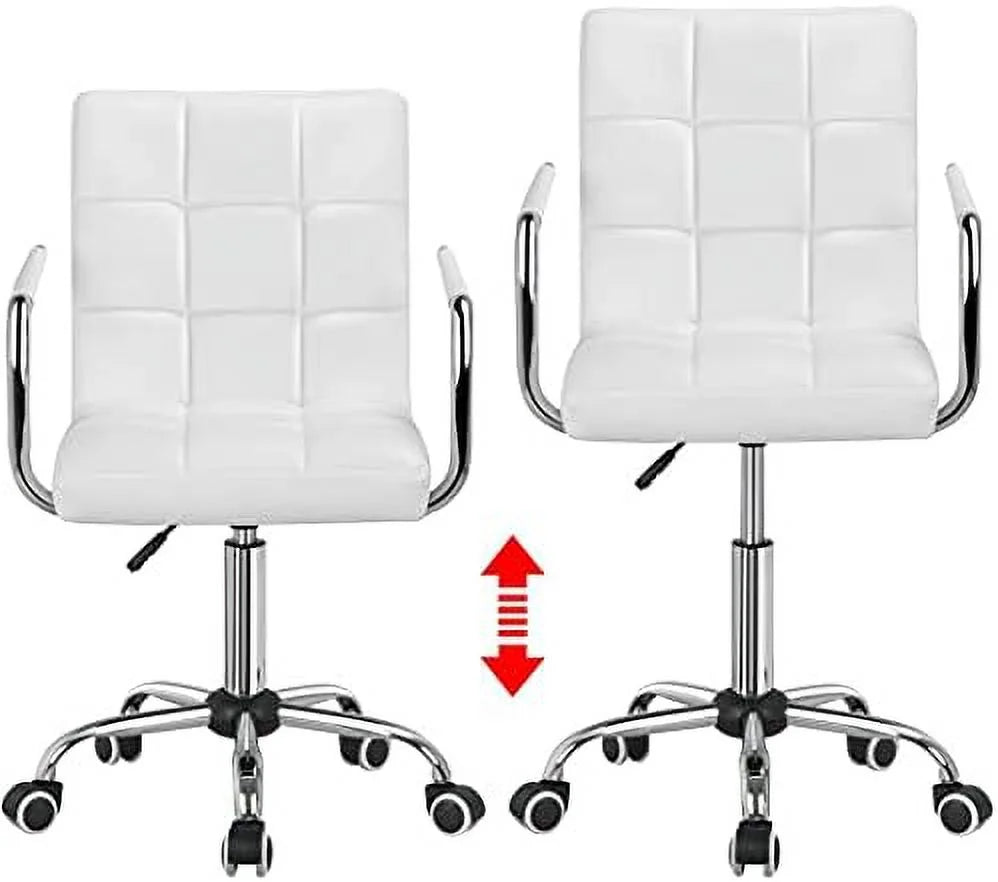 Adjustable Swivel Faux Leather Office Chair White Y412