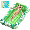 76" x 48" Inflatable Tanning Pool Lounger Float with Pillow S77867