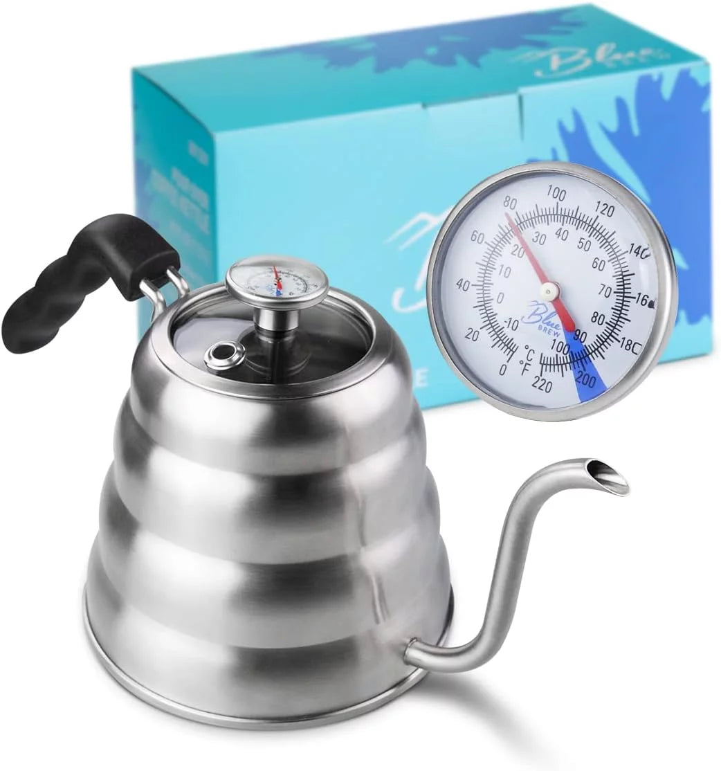 40 Fl Oz Stainless Steel Gooseneck Pour Over Kettle with Thermometer Q20459