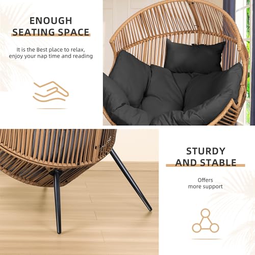 Oversized PE Rattan Wicker Egg Chair with Cushion P2051