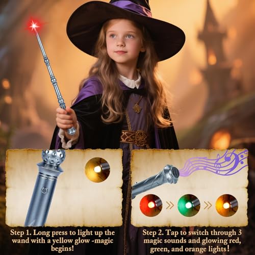 Light Up Magic Wand with Sounds & 4 Color Lights 4PCS N88970