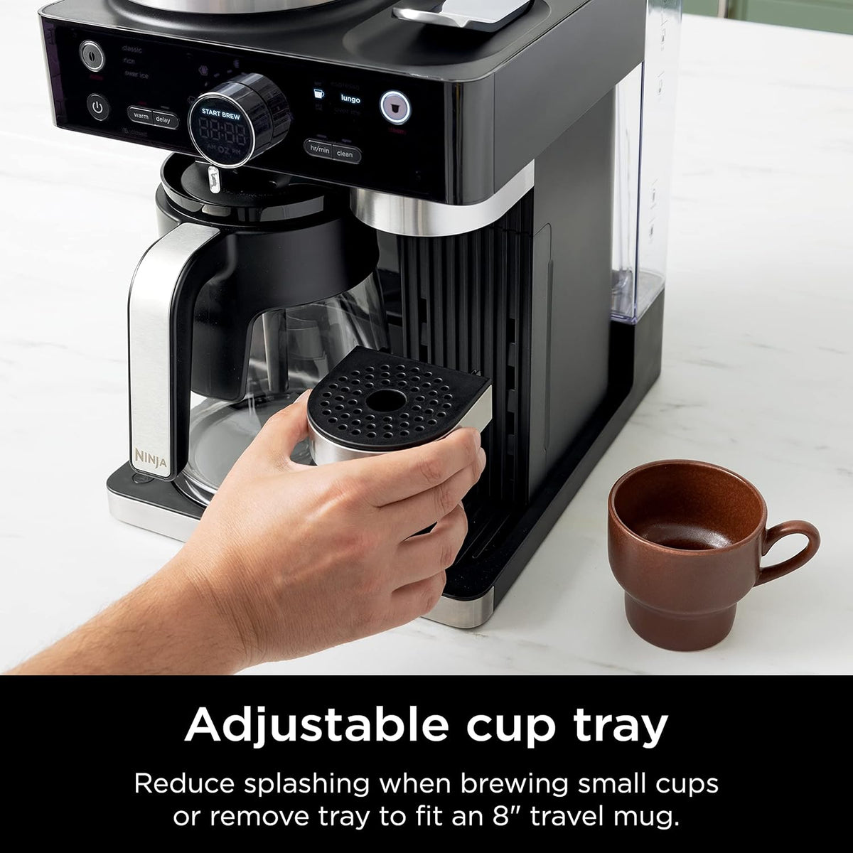 Black and Stainless Steel Espresso & Coffee System, 12-Cup Carafe, Built-in Frother W941197