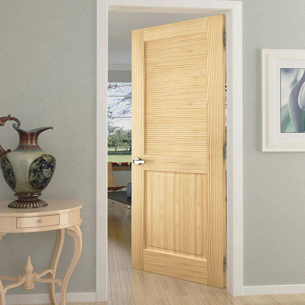 Solid Wood Louvered Slab Door L740