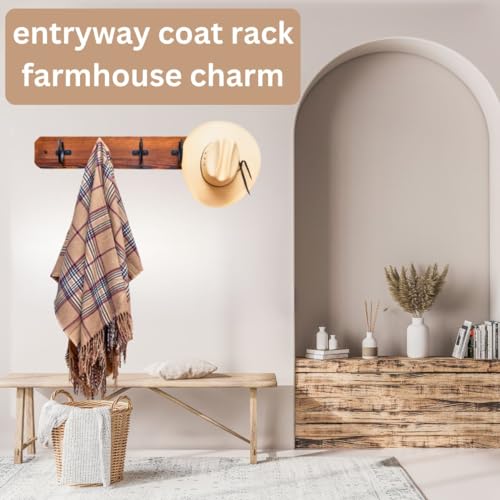 36.5" Wooden Wall Mounted Coat Rack with Hooks D766043