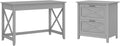 Linen White Oak Writing Desk with File Cabinet E173793