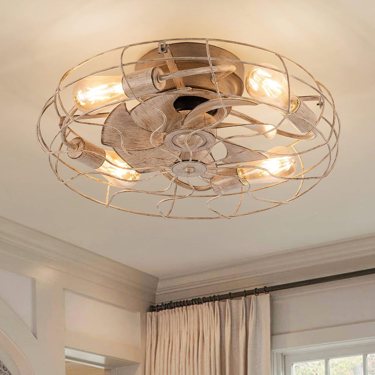20'' Low Profile Caged Ceiling Fan with Lights Z597