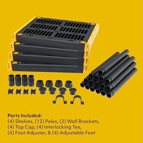 4-Tier Heavy Duty Plastic Storage Shelving Unit, 100lbs/shelf, 2 Pack M573