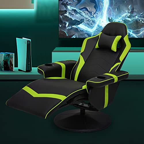 Green PU Leather Massage Gaming Recliner Chair with Adjustable Backrest L72898