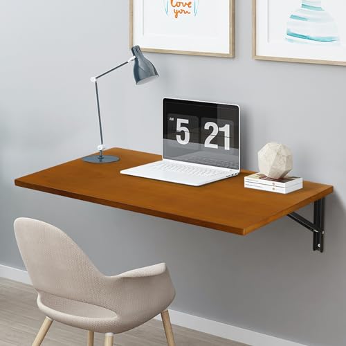 Natural Pine Wood Wall Mounted Folding Table 39 Inch Z46587