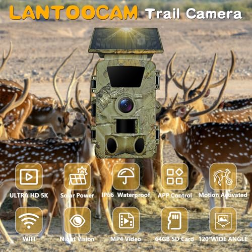 5K WiFi Solar Trail Camera with 64GB SD Card S125413