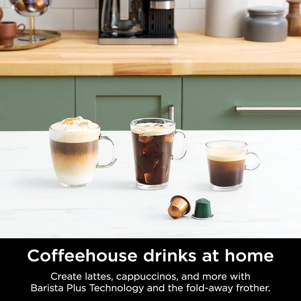 Black and Stainless Steel Espresso & Coffee System, 12-Cup Carafe, Built-in Frother W941197