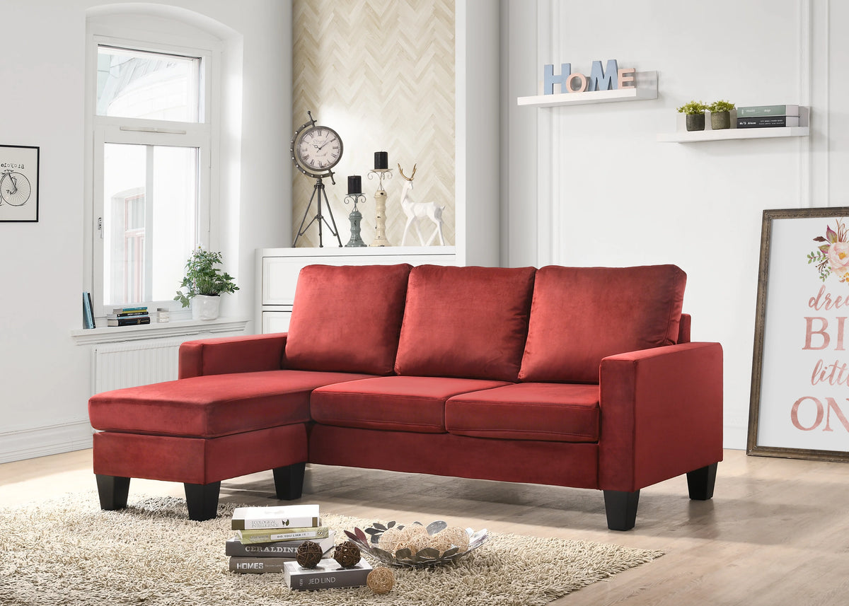 Burgundy Sofa Chaise N824