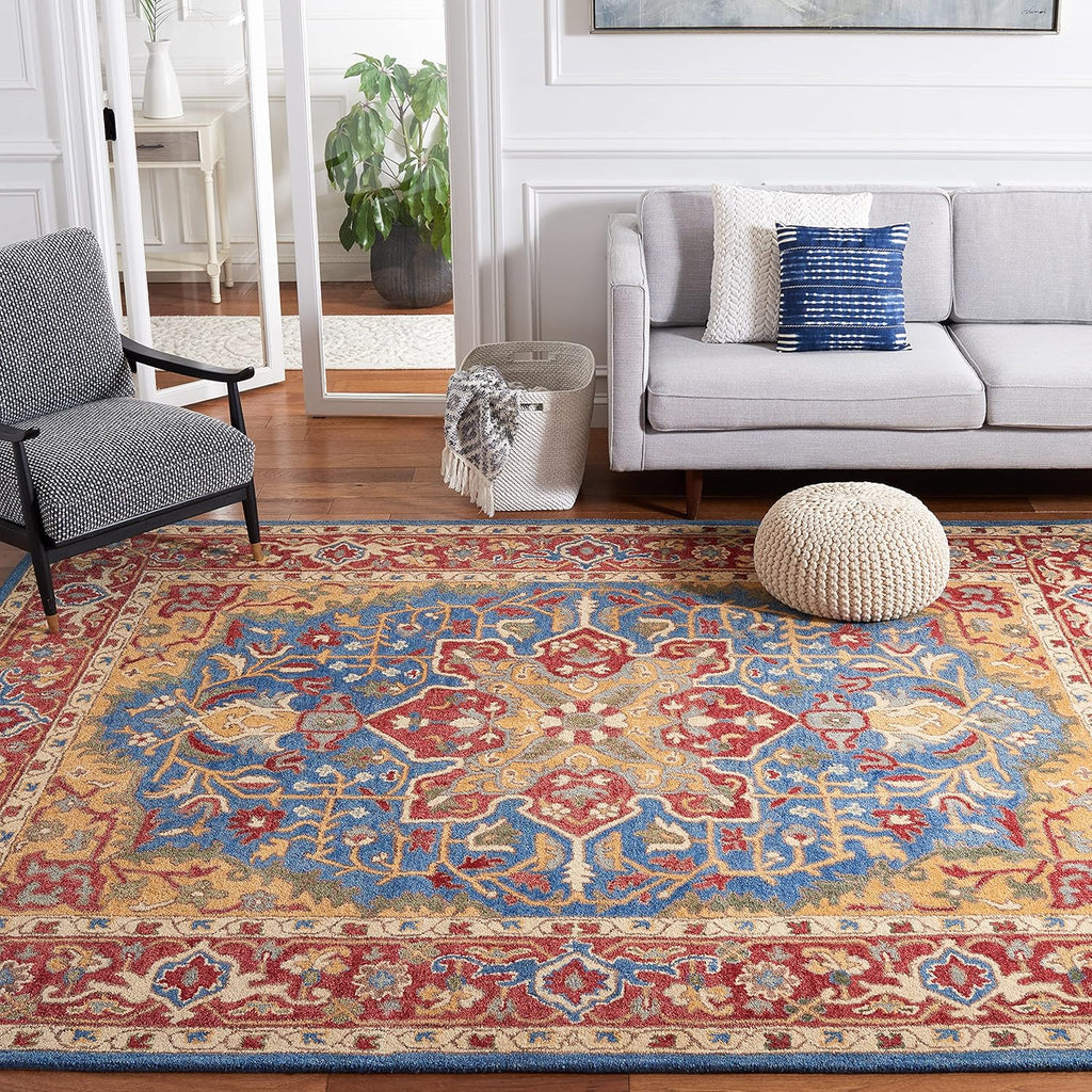 8' x 10' Red Blue Handmade Traditional Oriental Wool Area Rug Q70830