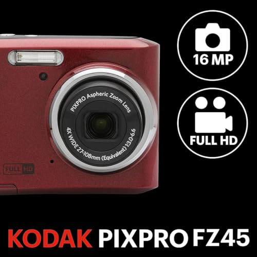 Red 16MP Full HD Digital Camera with 32GB Memory Card and Camera Bag Z8445