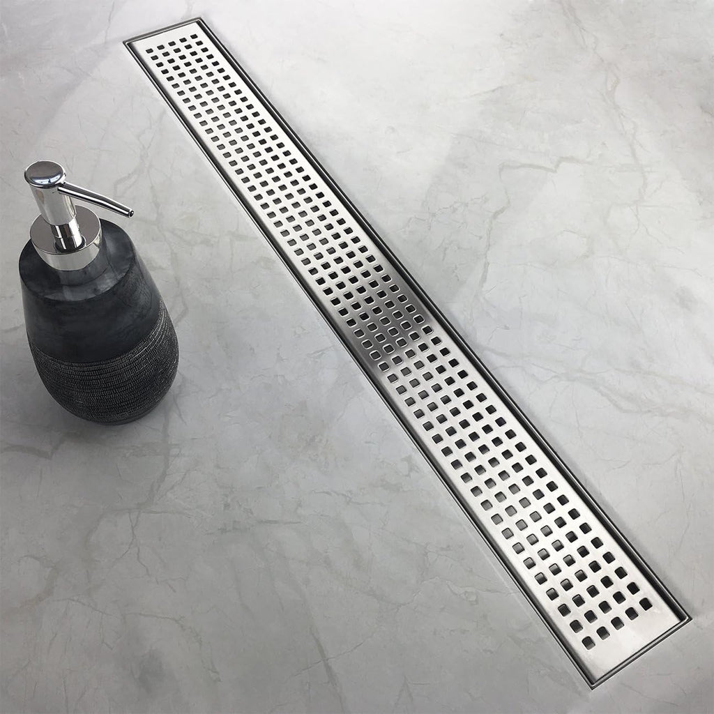 Brushed 304 Stainless Steel Rectangle Linear Shower Drain with Hair Strainer X68324
