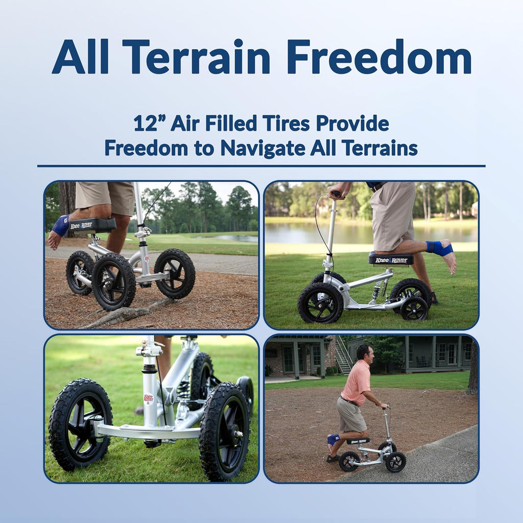 Silver All Terrain Knee Scooter with Shock Absorber T3350