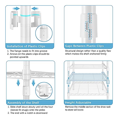 White Heavy Duty Garment Rack with Adjustable Shoe Rack Wire Shelf X2579