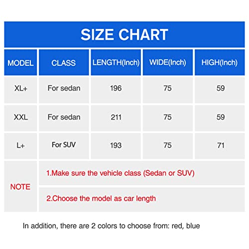 6 Layers Waterproof Outdoor Car Cover with Zipper Cotton for Sedan (190-195 inch) H200