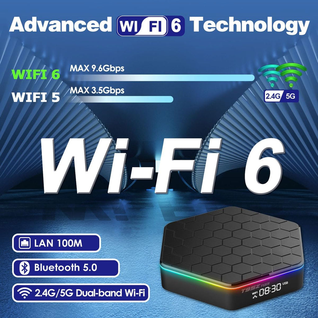 Android TV Box 4GB RAM 64GB ROM 6K 4K Wi-Fi 6 Bluetooth 5.0 USB H843