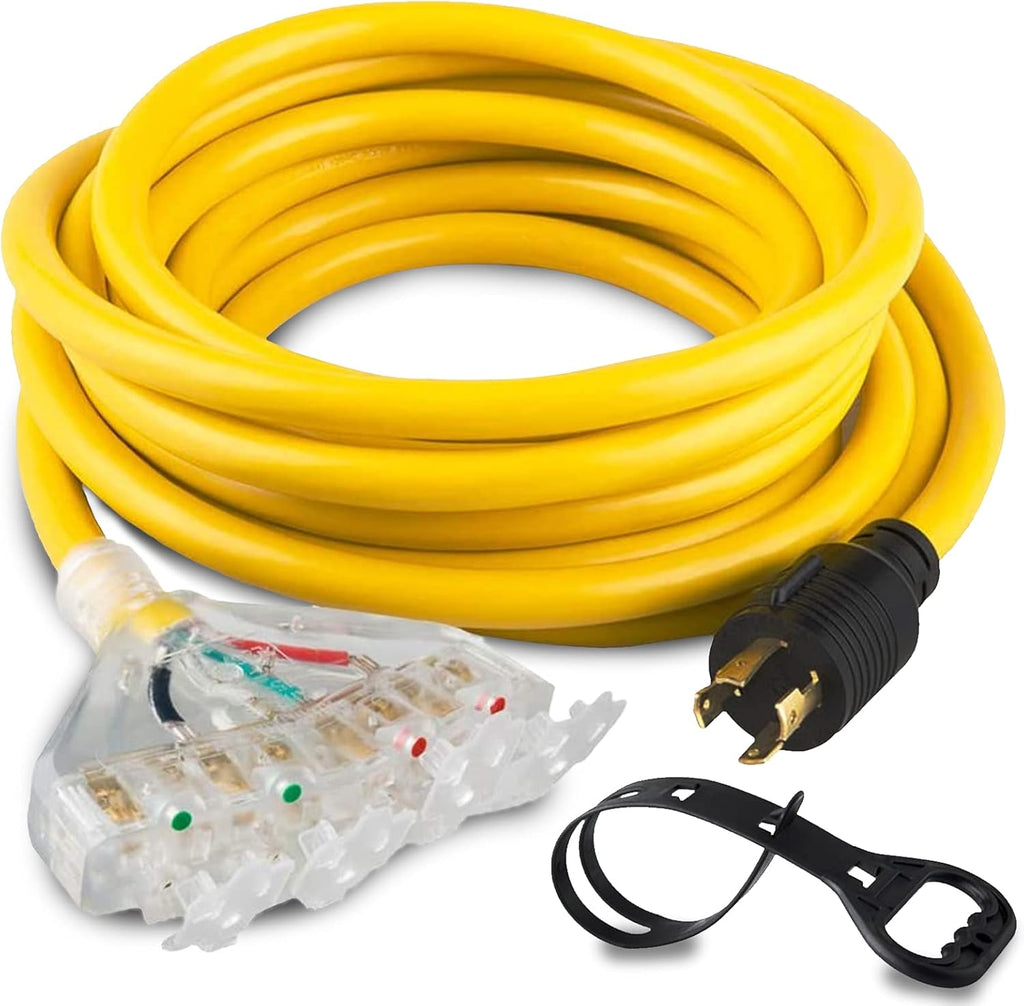 25-Foot 10 Gauge Generator Extension Cord NEMA L14-30P to Four 5-20R C390085