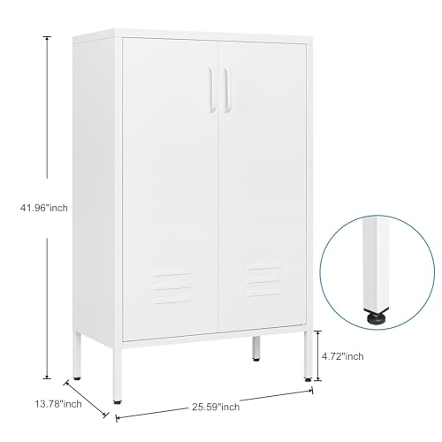White Metal Storage Cabinet with 2 Doors and 2 Adjustable Shelves R532