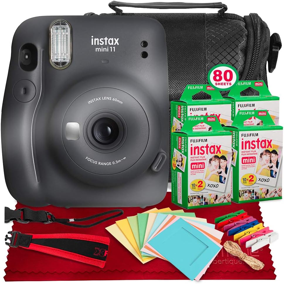 Charcoal Grey Instant Film Camera with 80 Exposures Film V95441